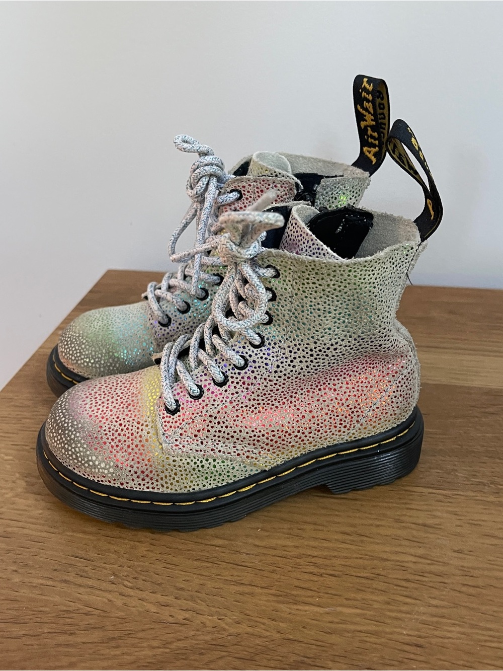 Dr. Martens 1460 Pascal J Iridescent Multicolor Rainbow Shimmer Boots Sz 8